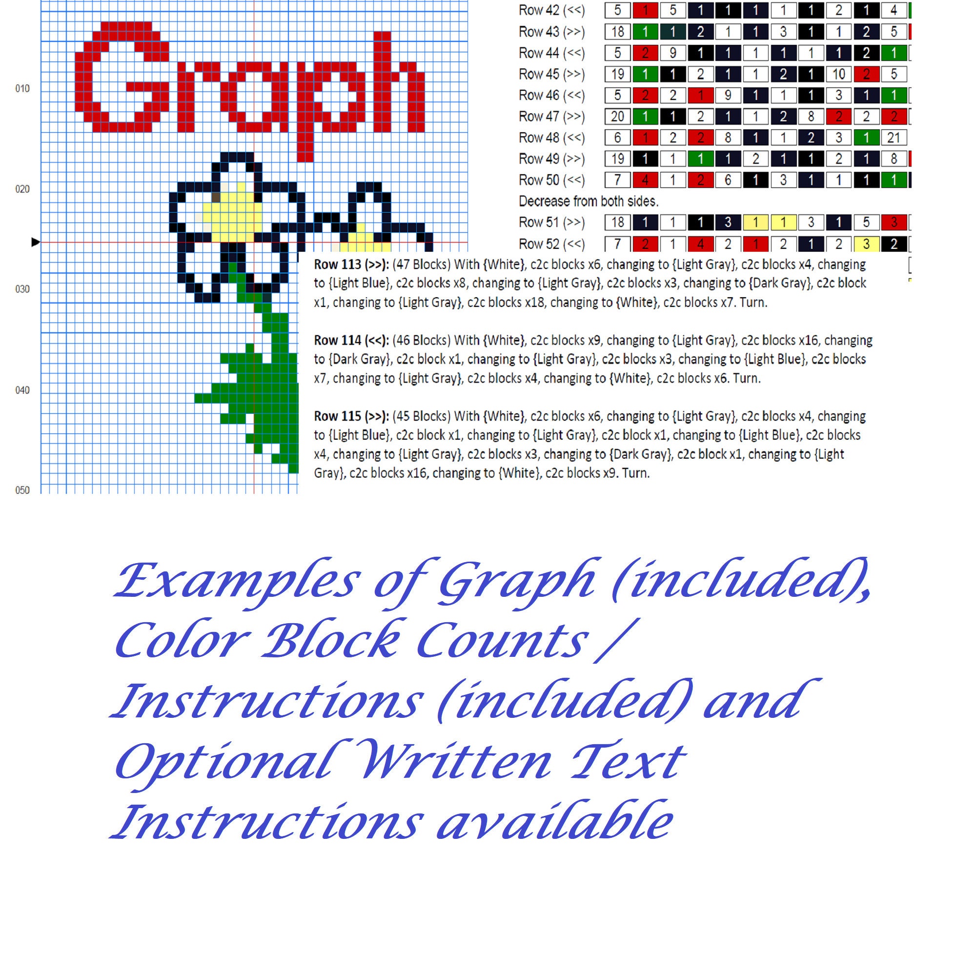 Monogram Script Letter D C2C Crochet Pattern PDF Graph & -  Norway