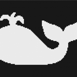 Otter White Silhouette C2C Crochet Pattern Corner to Corner Twin Size Blanket Afghan Graphghan Black Background River Sea Ocean Aquatic MC2C