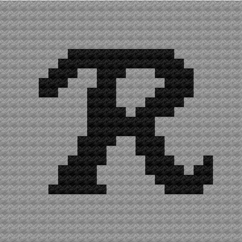 Monogram Script Letter R C2C Crochet Pattern PDF Graph & Etsy
