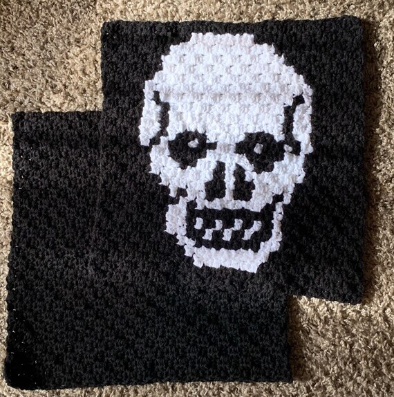 Prying Eye Eyeball C2C Crochet Pattern Panel Graph Color Block Directions 27x27 Tote Halloween Trick or Treat Bag Throw Pillow Detached Eye