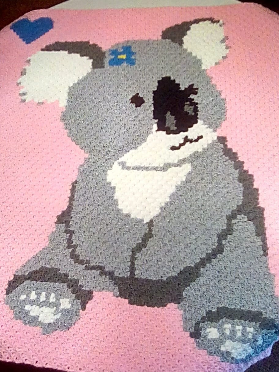 Baby Koala Love Crochet Pattern Graph PDF Girl Blanket Afghan Etsy