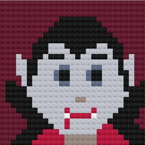 Prying Eye Eyeball C2C Crochet Pattern Panel Graph Color Block Directions 27x27 Tote Halloween Trick or Treat Bag Throw Pillow Detached Eye