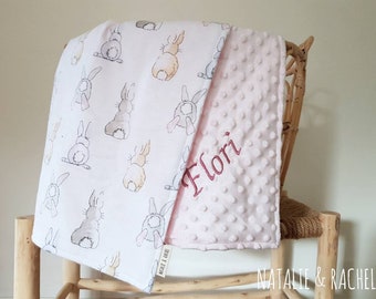 Baby Rabbits, Personalized Baby Blanket, Personalised aby Bunny, Comforter , Security Blanket, Baby Shower Gift, Baby Present