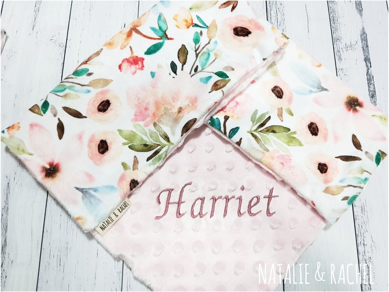 Floral Baby Personalised Security Blanket Baby Bib Etsy Australia
