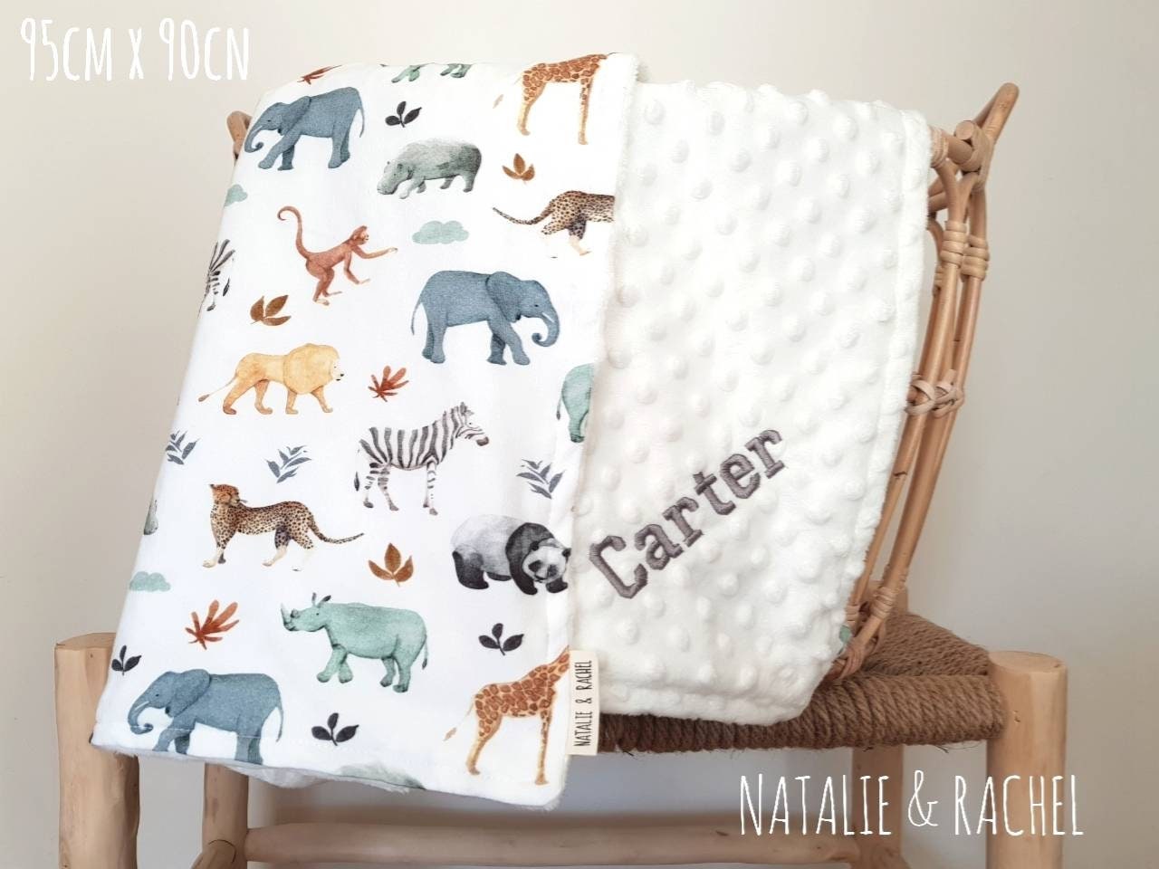Quilted Nursery Panel Baby Blanket, Jungle Themed Baby Quilt