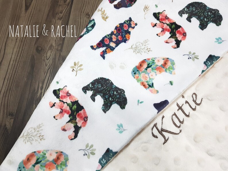 personalized baby comfort blanket floral personalized security blanket bear Baby security blanket baby comfort blanket