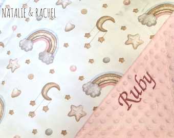 Personalized Baby Blanket, Personalised Baby Blanket, Comforter, Security Blanket , Baby Shower Gift, Baby Present, Rainbow, Baby Blanket