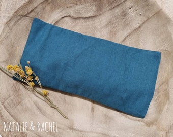 Meditation, weighted eye pillow, removable cover, relaxation, hot pack, cool pack,  washable cover , linen cotton, blue