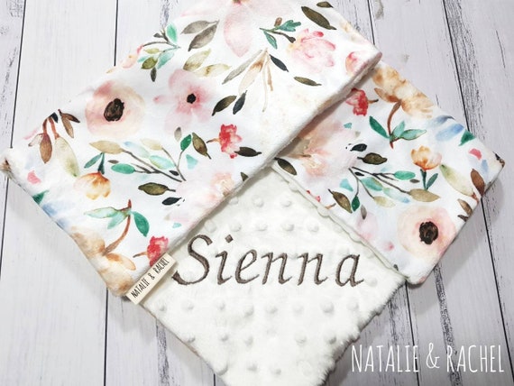 43cm X43cm Watercolor Baby Security Blanket Baby Comfort Blanket Floral Personalized Baby Comforter Personalised Security Blanket Etsy Canada