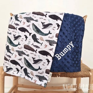 Comforter, Personalised Blanket, Personalized Blanket, Baby Blanket, Baby Shower, Minky, Sea, Ocean, Baby Present, Whales, Dolphins