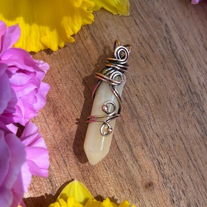 Yellow Aventurine Point Pendant • Yellow Crystal Necklace • Wire Wrapped Point Necklace • Gift for Her