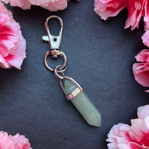Green Aventurine Keychain • Crystal Purse Charm • Crystal Pendant Keychain • Gift for Him • Gift for Her • Natural Crystal Point Key Ring