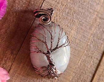 Quartz Tree of Life Copper Pendant