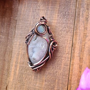 Solar Quartz  & Copper Pendant • Intricate Wire Wrapped Necklace • Statement Pendant • Heady Wire Wrap Pendant