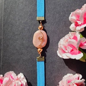 Pink Opal Sky Blue Bookmark • Pink Book Thong • Pink Crystal Book Thong • Pink Opal Book Thong • Bookworm Gift • Book Jewelry • Book Reader