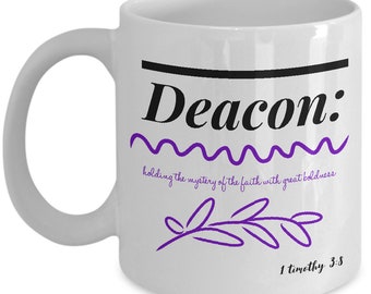 Christian Name Meaning, Deacon Mug, Scripture mug, Church Member Mug, Christian Church Gift
