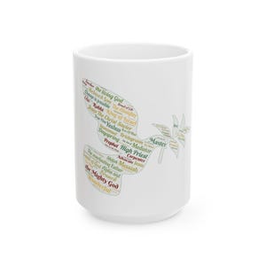 Dove Wordsalad Ceramic Mug, Christian Gift, Religious Cup, Bible Study, Matte White Mug, Gospel