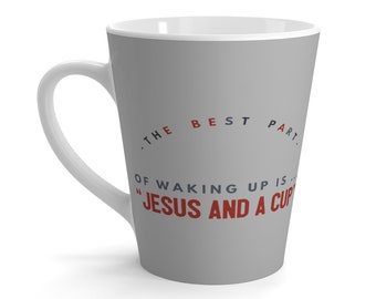 Latte Mug|Jesus and a Cup| Ceramic Latte Mug| Wraparound Mug| Christian Gift for Coffee Drinkers| Encouragement Mug|CE2 Mug