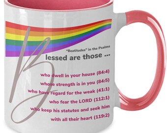 Psalms Mug, Christian Mug, Christian Mug for Women, Christian Cups, Rainbow Mug, Rainbow Scripture,