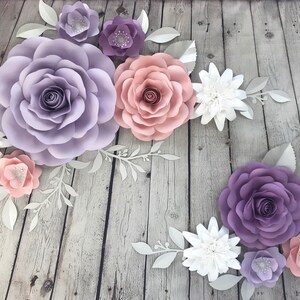 Set of 12 Paper Flowers Nursery Wall Decor Paper Flowers Wall Decor Girl room wall decor Paper Flowers Dusty rose Blush pink Decor Option 6