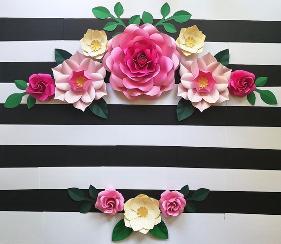Kate Spade Inspired Set Of 10 Paper Flowers 12 Paper Leaves Etsy