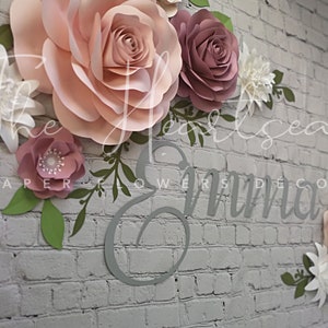 Set of 12 Paper Flowers Nursery Wall Decor Paper Flowers Wall Decor Girl room wall decor Paper Flowers Dusty rose Blush pink Decor image 1