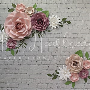 Set of 12 Paper Flowers Nursery Wall Decor Paper Flowers Wall Decor Girl room wall decor Paper Flowers Dusty rose Blush pink Decor Option 1