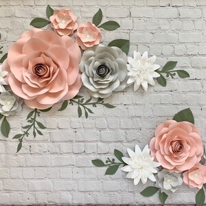 Set of 12 Paper Flowers Nursery Wall Decor Paper Flowers Wall Decor Girl room wall decor Paper Flowers Dusty rose Blush pink Decor Option 3