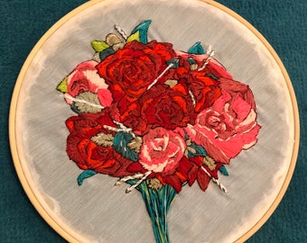 Wedding bouquet embroidery. Perfect wedding gift, great anniversary gift idea.