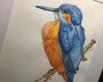 Kingfisher Watercolour, kingfisher art, kingfisher painting