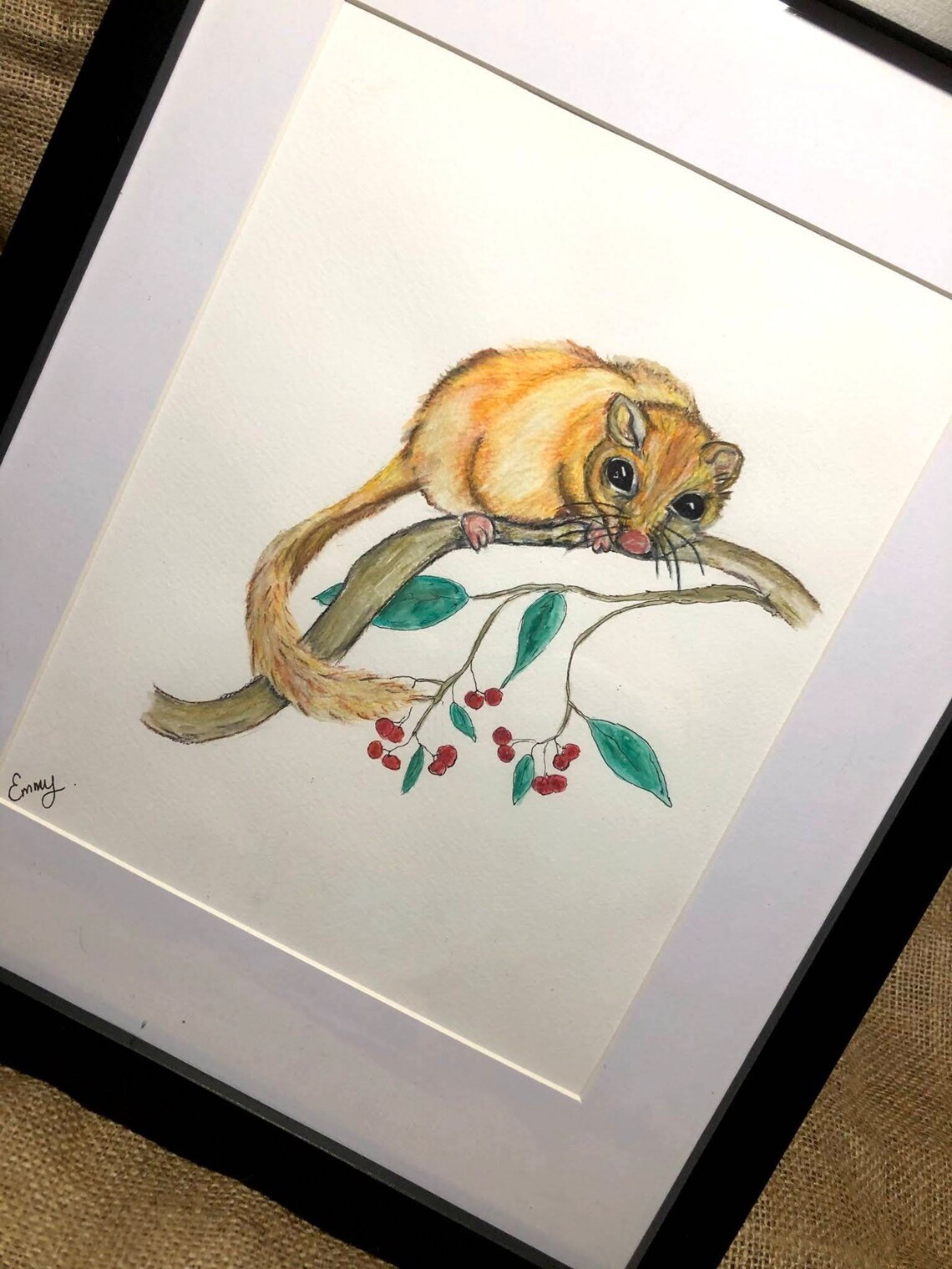 Dormouse Watercolour, Dormouse Art, Garden Wildlife Watercolour