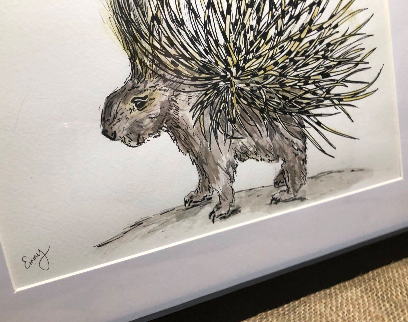 Porcupine art porcupine watercolour porcupine picture | Etsy