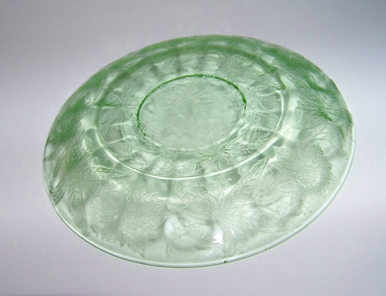 3 Depression Glass Floral Etch Engraved Saucers Plates