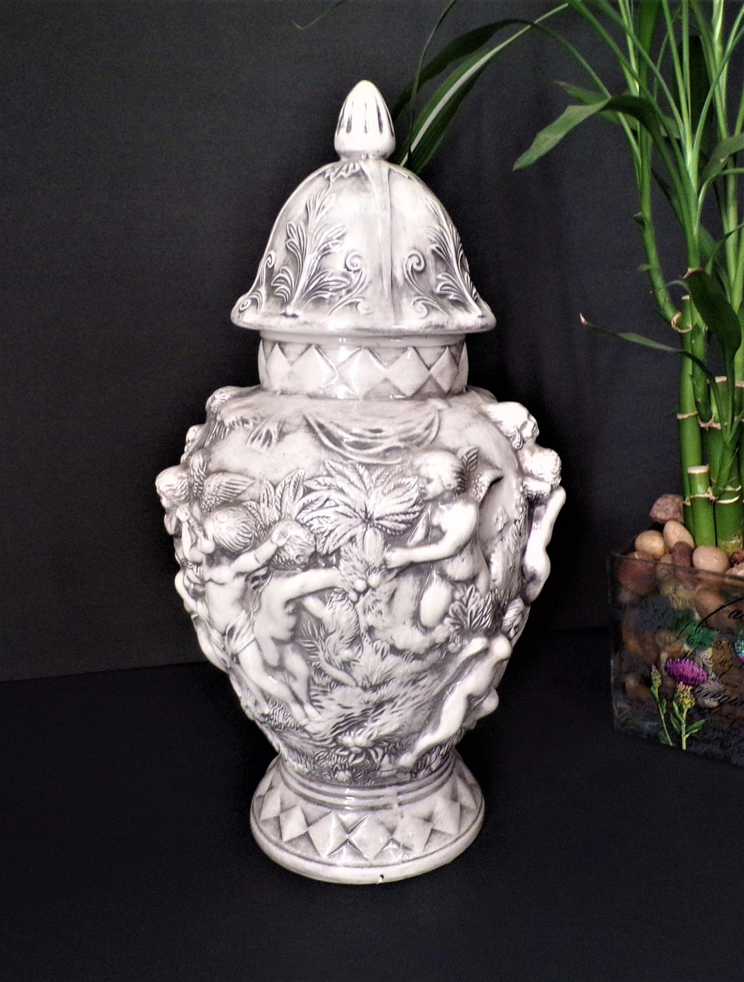 Vintage Cherub Ginger Jar/urn With Lid Ceramic Etsy