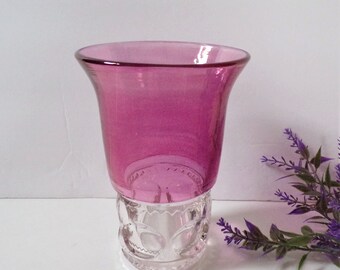 Vintage Tiffin Cranberry Flash Iced Tea Glass - Kings Crown Thumbprint