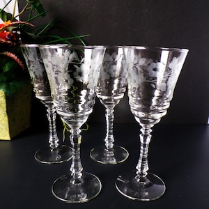 Rock Sharpe by Libbey #3005-8 Water Goblet Cut Stem Set of 4