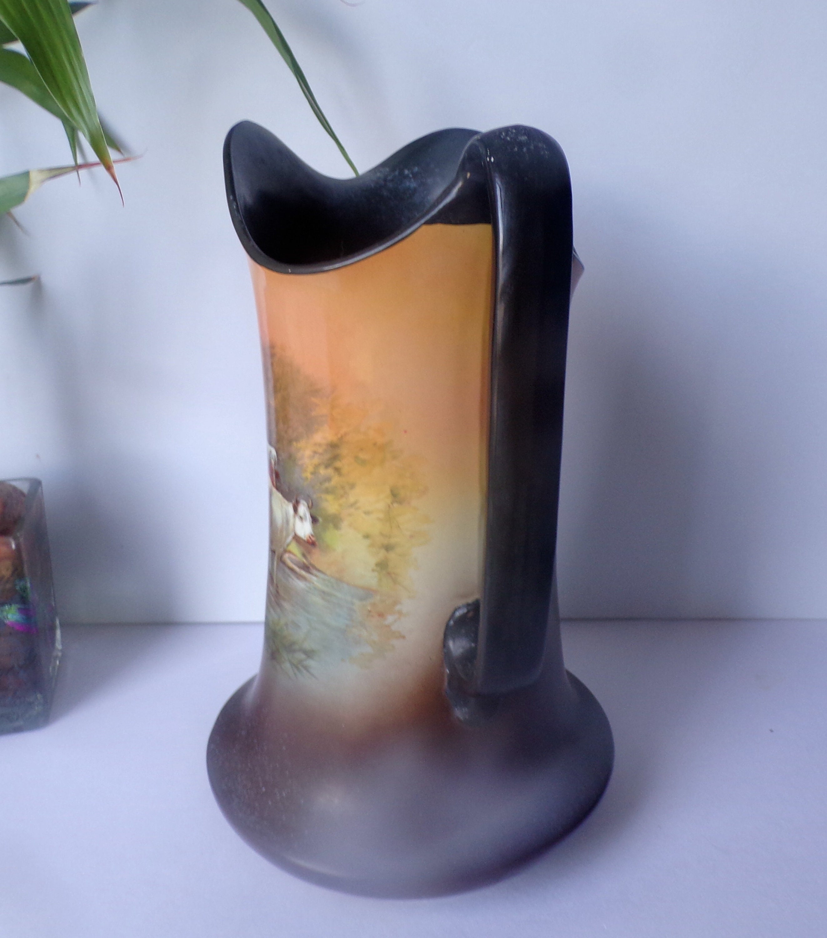英国 H&K TUNSTALL ヴィンテージ ジャグ ピッチャー 陶器 水差し フラワーベース 花瓶 オブジェ Hollinshead & Kirkham イギリス 93107 H K (hollinshead and Kirham) Tunstall Pitcher Jug (4 In.) - 4845