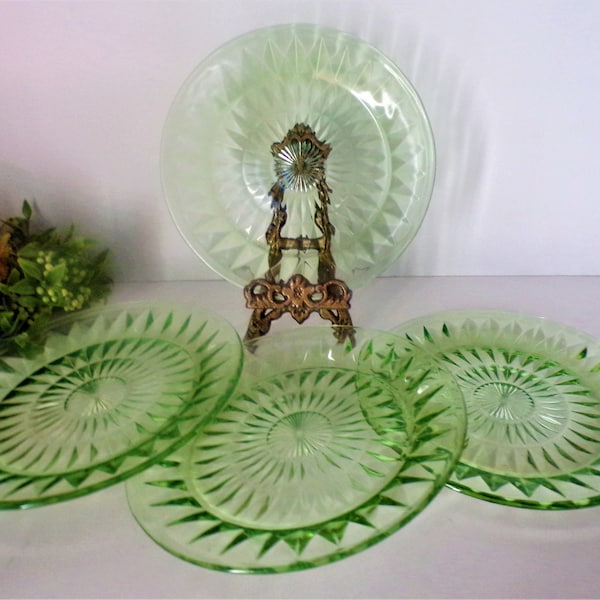 Green Glass Plates Etsy