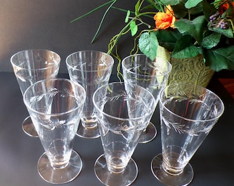 Vintage Hawkes Crystal Iced Tea Glasses - Chelsea Rose Cut, Set of 6