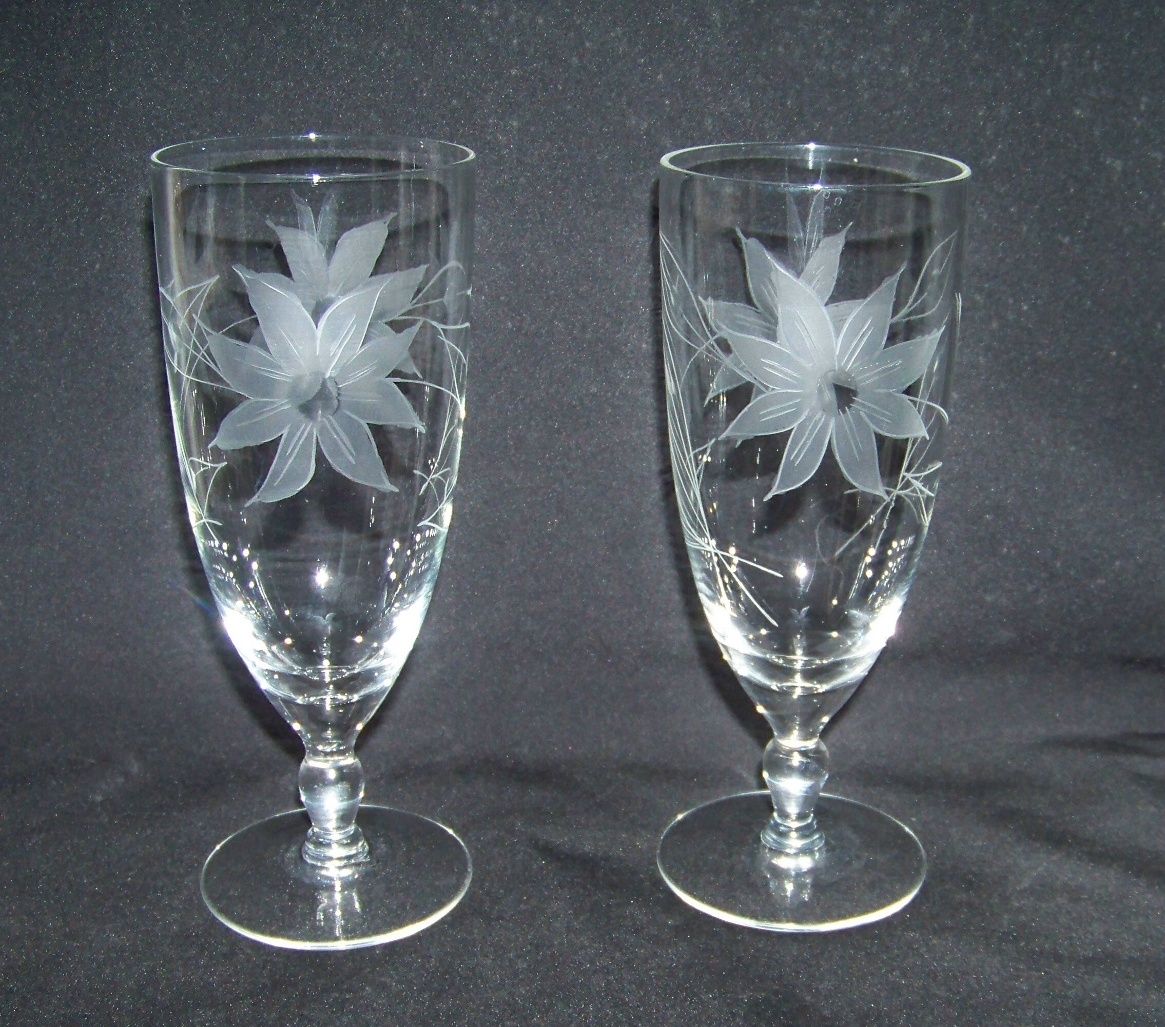 Glastonbury Lotus Glass Pattern 3615 Gray Cut Flowers and Etsy