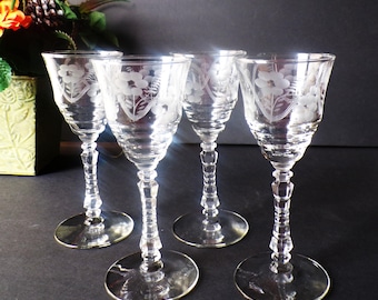 Vintage Rock Sharpe #3005-8 Stemmed Wine Glass Set of 4