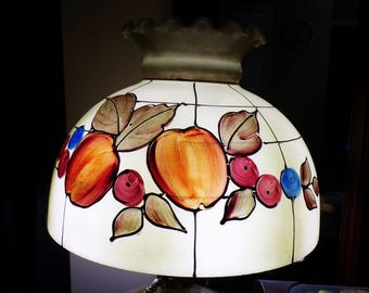 Hand Painted Replacement Glass Shade Ruffled Top