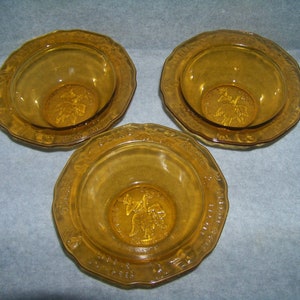 Vintage Amber Tiara Glass Bowls: Mother Goose Nursery Rhymes, Set of 3