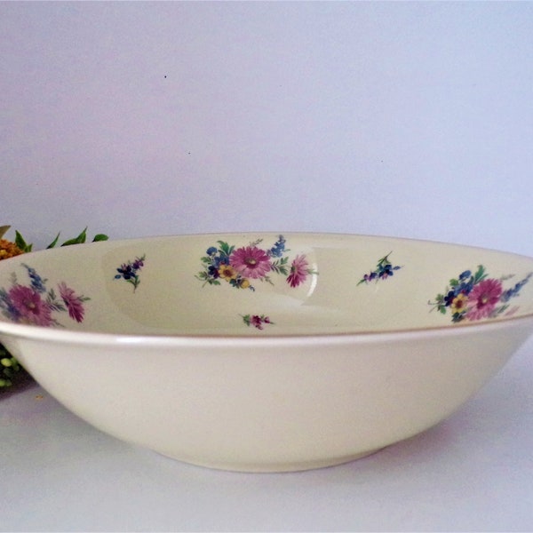 Sale Antique Hertel Jacob Rehau Bavaria Porcelain Round Vegetable Bowl Multicolor Florals Gold Trim Germany