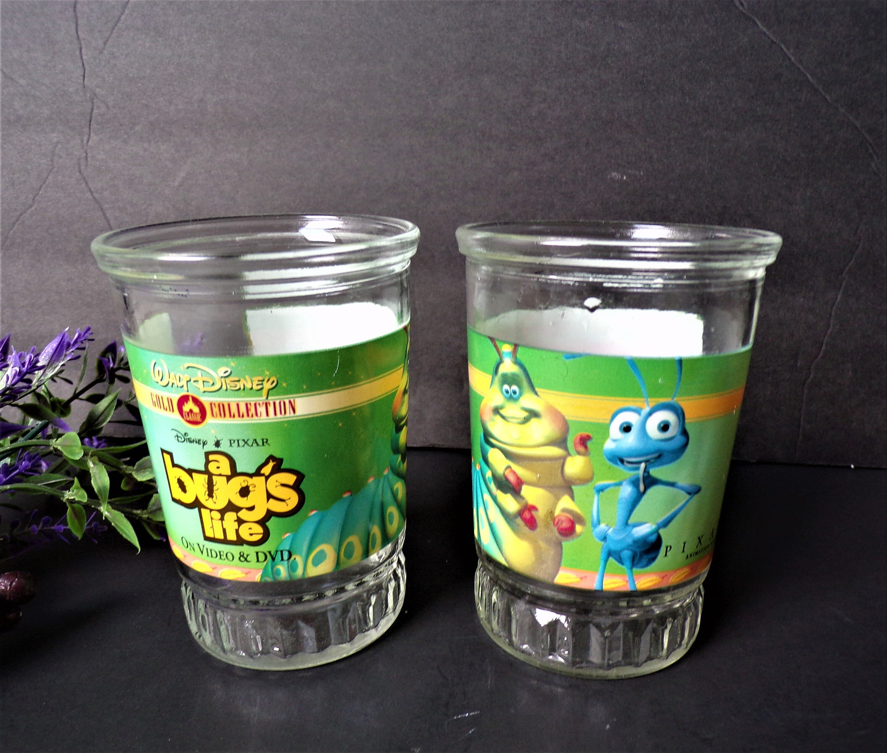 2 Bama Disney Pixar Bugs Life Jelly Jar Glass Juice Etsy