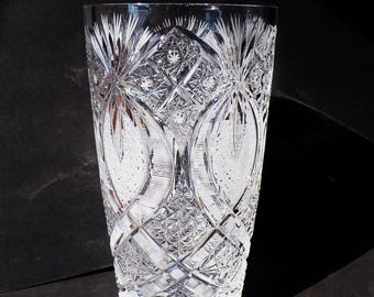 Antique ABP Large Heavy Lead Crystal Cut Glass Vase