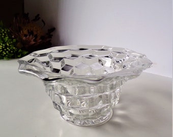 Vintage Fostoria Glass Clear Early American Cubist Mayonnaise Bowl