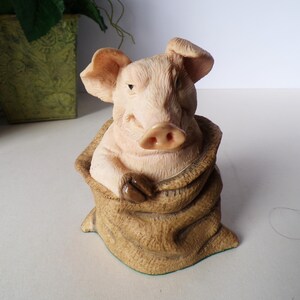 Piggin a Poke Handmade by Flambro Pig Figurine