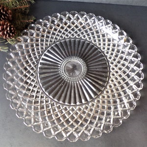 Vintage Clear Waterford aka Waffle Anchor Hocking Glass Sandwich Plate