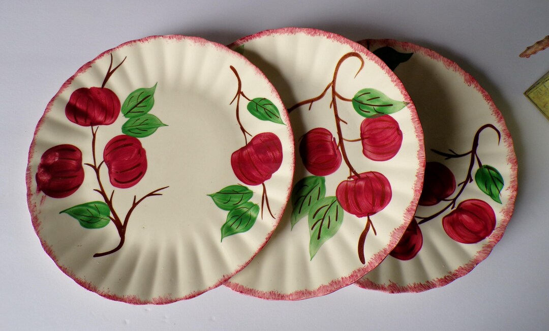 Vintage Handpainted Blue Ridge Southern Pottery Crab Apple Dinner ...